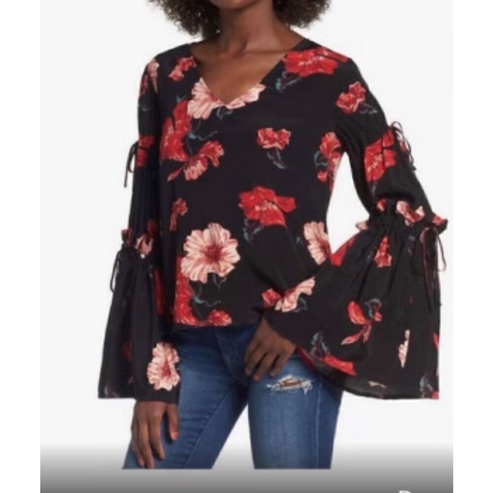 Nordstrom Bell Sleeve Floral Blouse Leith Red Floral Blouse